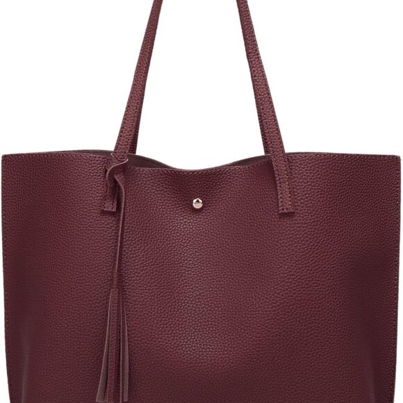 Women's Faux Leather Tote Bag Large Capacity Casual Shoulder Handbag - Picture 1 of 7